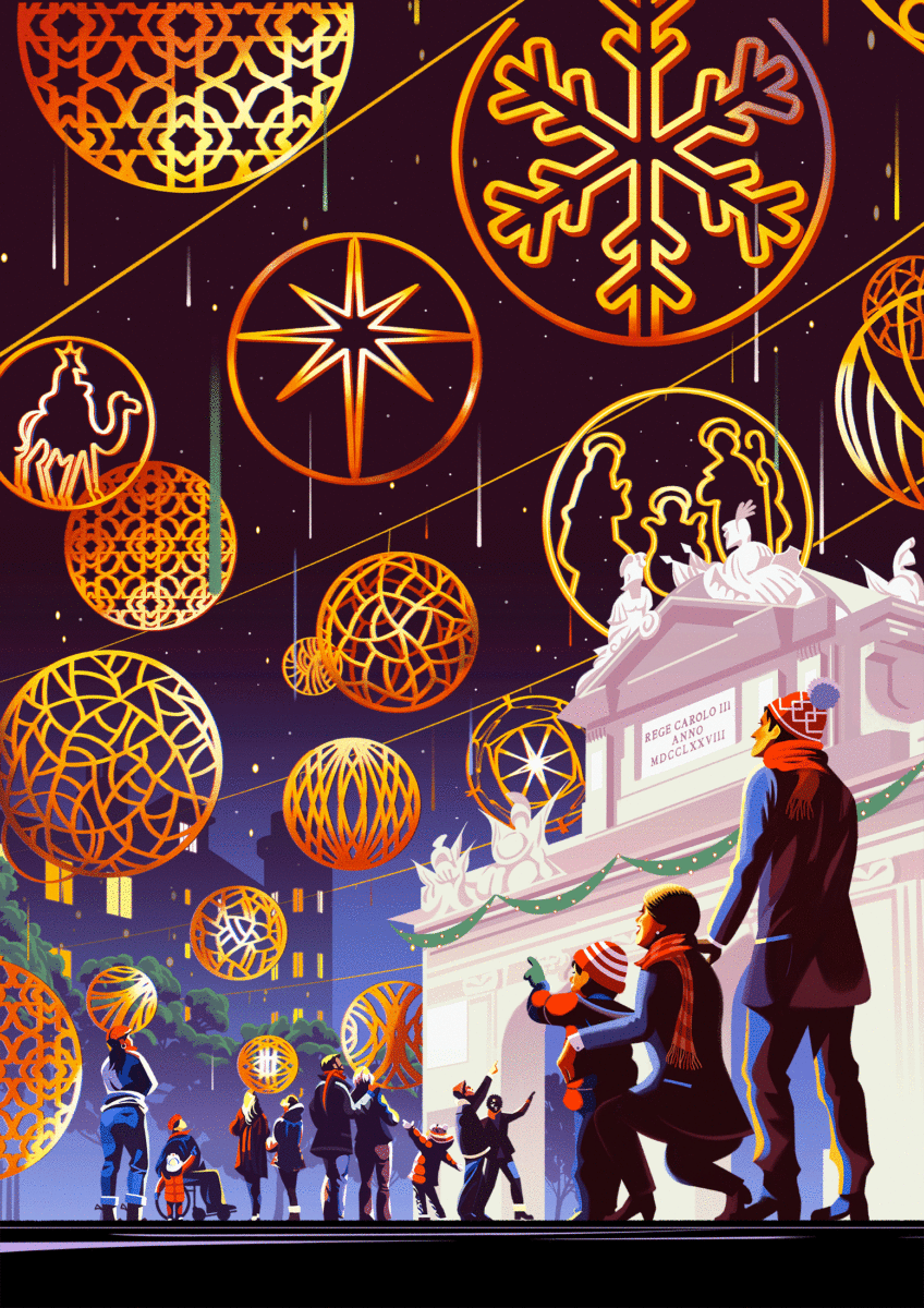 "Tu Navidad está en Madrid"  Original Illustration